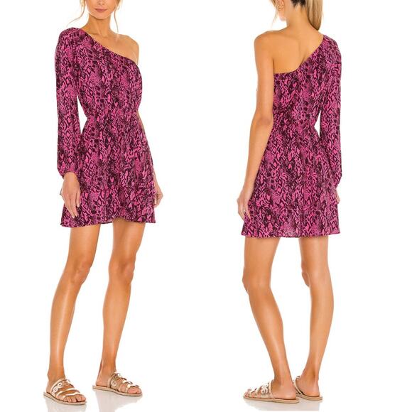 Maaji | Pink Quartz Lovliness One Shoulder Snake Print Cocktail Mini Party Dress - Picture 1 of 12